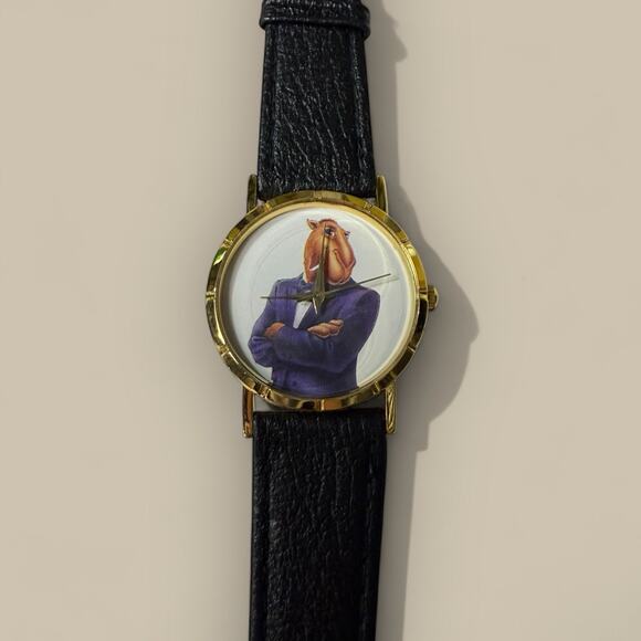 Vintage 1993 Club Camel Wrist Watch Smokin' Joe Camel Tux Black Leather - Picture 1 of 3
